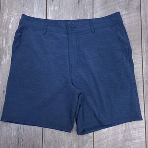 Huk Fishing Hybrid Shorts Mens Size 34 Blue Heathered Performance Stretch